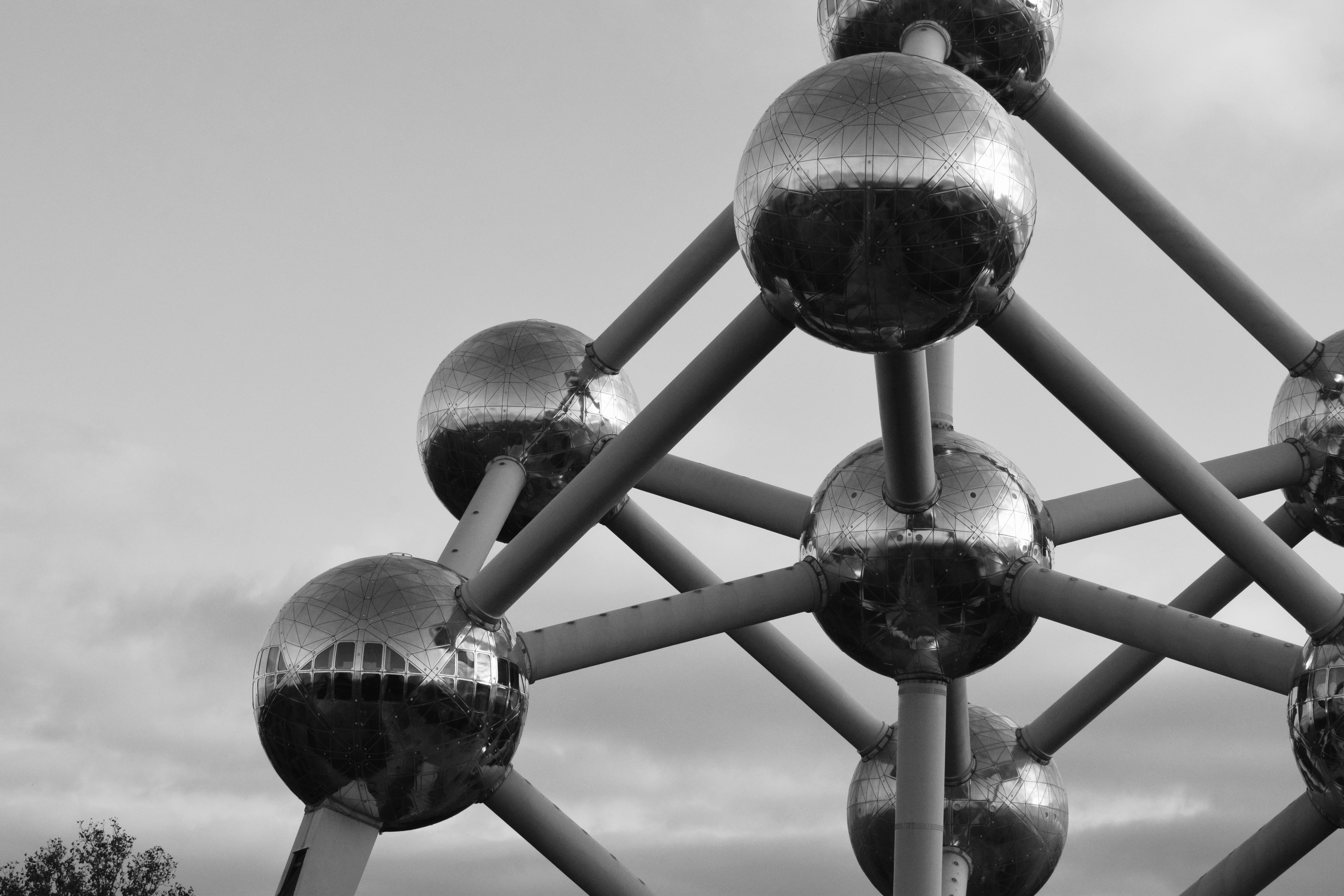 The Atomium against a bright sky.